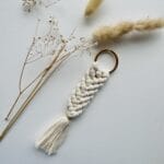 Beige Macrame Keychain