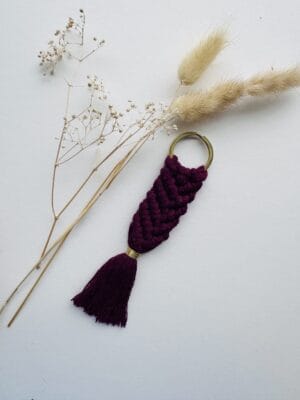 Burgundy Macrame Keychain