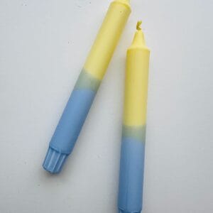 Pastel Yellow/Blue Taper Candle