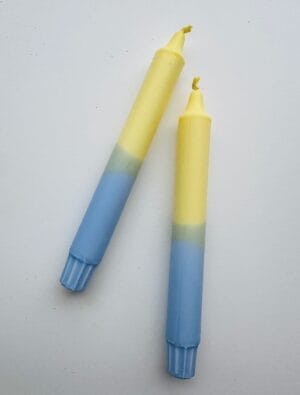 Pastel Yellow/Blue Taper Candle