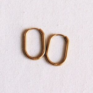 Oval Stainless Steel Gold Earrings